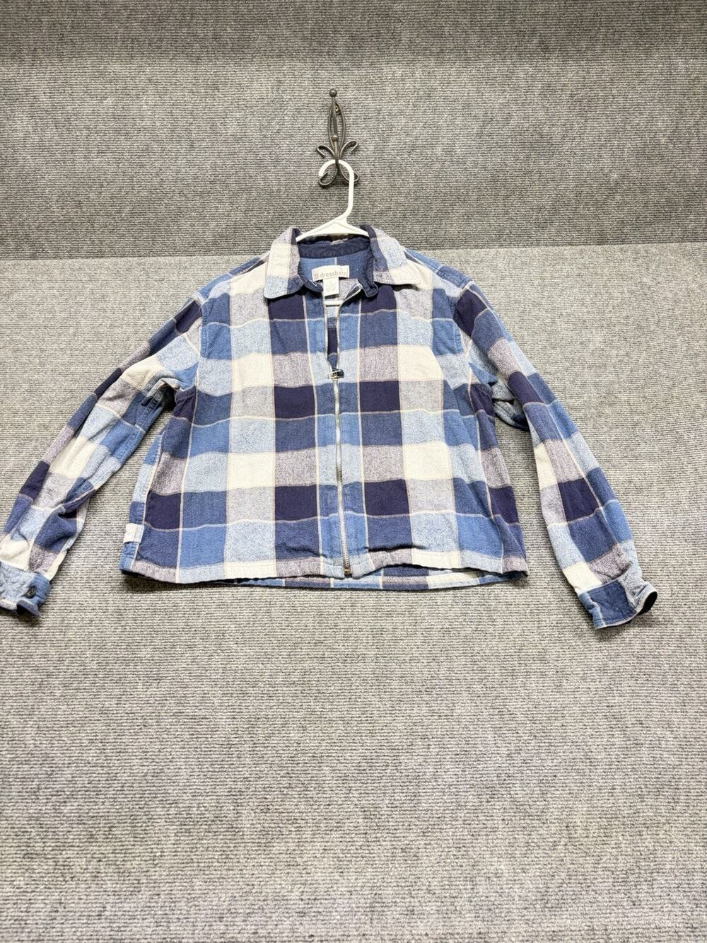 Dress Barn Flannel Jacket Women’s Sz Large Multicolor Plaid Long Sleeve Full Zip
